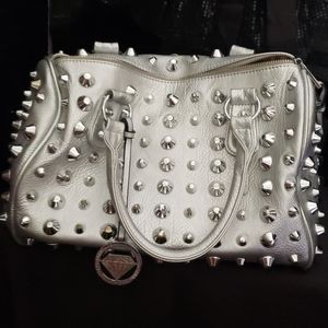 Silver studded handbag